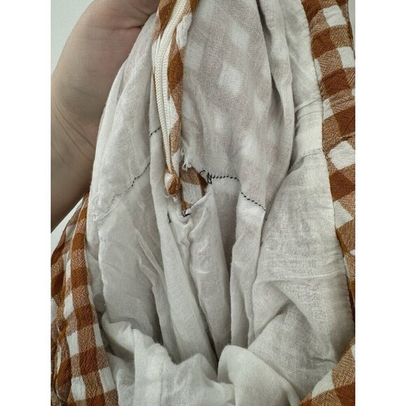 Saylor Jumpsuit Women Medium Orange White Bohemian Wide Leg Western Gingham RTR - Picture 7 of 15